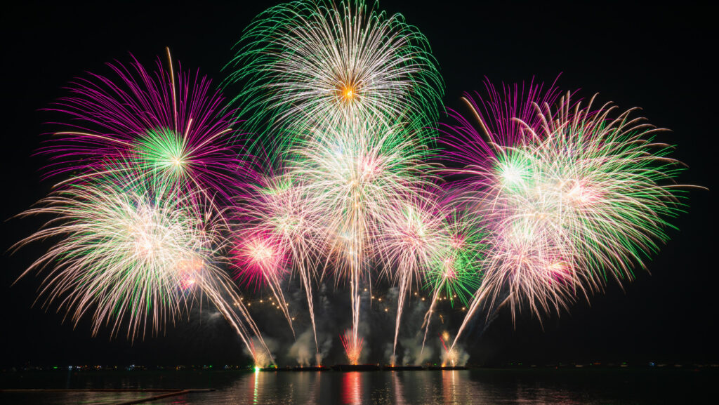 Grand finale fireworks illuminating the sky over Pattaya during Pattaya International Fireworks Festival 2026.