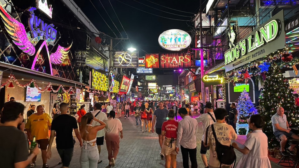 Nightlife at Pattaya Walking Street near popular Pattaya Beach hotels