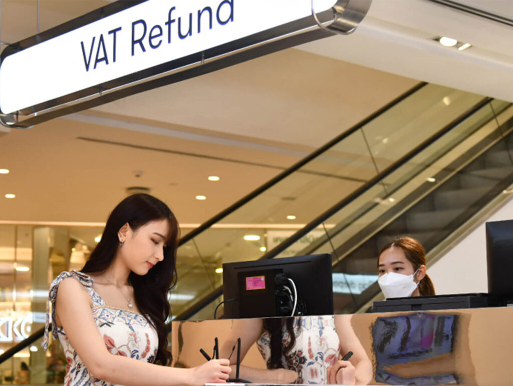 Tourist completing VAT refund at a shopping center near Hotel Amber Sukhumvit 85, a hotel located close to The Emporium in Bangkok.