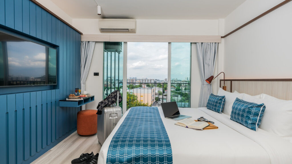 Modern guest room at Hotel Amber Sukhumvit 85, a Sukhumvit Bangkok hotel ideal for first timers visiting Bangkok